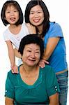 Asian family, grandmother, mother and daughter.
