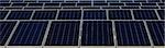 Blue and white solar panel in a row