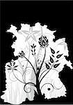 Black and white floral background (vertical position)