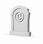 copyright symbol on gravestone - 3d illustration