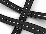 3d illustration of road knot over white background