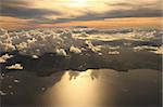 Aerial view sunset over Antigua in the Caribbean