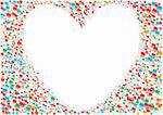 White background heart around the color drops