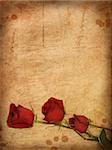 Grunge paper with red roses. There is an empty seat for your text