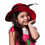 Young girl weraring a red hat