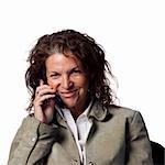 Middle aged woman talking on the telephone