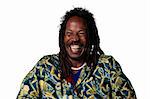 Rasta man laughing out loud, isolated image