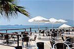 Very beautiful summer cafe veranda with a view to a sea