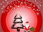 vector illustration of a christmas tree and santa claus
