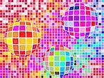 vector illustration of spheres on a colorful square mosaic
