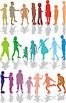 Kids 22 silhouettes, vector illustration