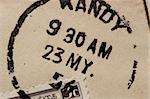 Close up of passport stamps