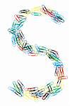 Letter S formed with colorful paperclips