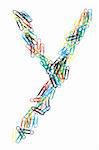 Letter Y formed with colorful paperclips