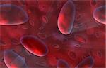 Red Blood Cells Microscopic Flowing in the Body