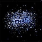 the word chaos in an explosion - 3d illustration