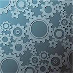 Blue background made from various cogwheels