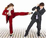 Extreme office quarrel men and women with use of force
