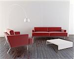 Modern and minimal furniture in luminous room