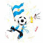 Argentina Soccer Fan with Ball Head. Editable Vector Illustration