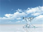 frozen letter x under cloudy blue sky - 3d illustration