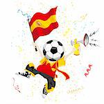 Spain Soccer Fan with Ball Head. Editable Vector Illustration