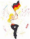 Germany Soccer Fan with flag. Editable Vector Illustration