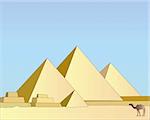 Group of the Egyptian pyramids against the blue sky