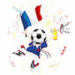 France Soccer Fan with Ball Head. Editable Vector Illustration