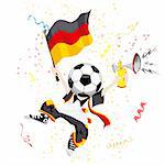 German Soccer Fan with Ball Head. Editable Vector Illustration