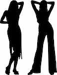 Fashion silhouette women, vector black & white