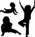 Silhouette of children who play yoga
