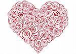 heart shape made of red roses, vector background