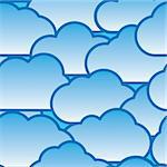 Abstract day clouds background. Seamless pattern. White - blue palette. Vector illustration.