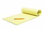 Pencil and Writing Pad on White Background