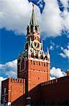 Famous Spasskaya tower with its ruby star, Moscow. Russia