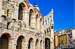 Ruins of roman amphitheatre Arena in Verona, Italy