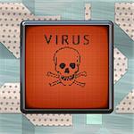 An illustration of a virus warning sign on a display