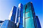 Modern skyscrapers under blue sky