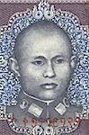 General Aung San (1915-1947) on 5 Kyats 1973 Banknote from Burma. Burmese revolutionary, nationalist and founder of the modern Burmese army.