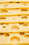 Cheese with big holes, close up