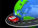abstract 3d illustration of road around earth globe