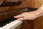 A caucasian woman's hand playing a keyboard