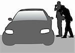 Vector image of two photographer in cars