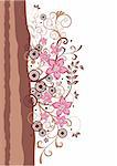 Brown and pink floral border vector illustration