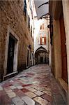 Amazing narrow streets in old town of Kotor, Montenegro