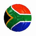 An image of an isolated soccer ball with the south africa flag