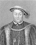 Henry VIII (1491-1547) on engraving from the 1800s. King of England during 1509-1547. Engraved by Edwards from an original portrait by Holbein and published by Virtue in London England, 1848.