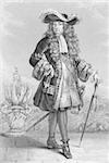 Louis XIV of France (1638 -1715) on engraving from 1886. King of France from 1643 to 1715. Engraved by J.Cook and published in London by Richard Bentley & Son in 1886.