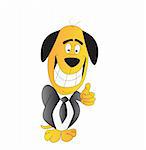 Comic illustration of a smiling dog with thumbs up